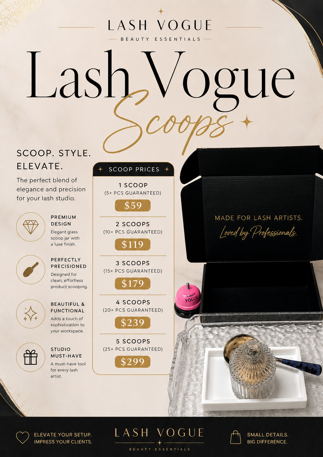 Lash Vogue Luxe Scoops - Jewelry + Lash Supplies